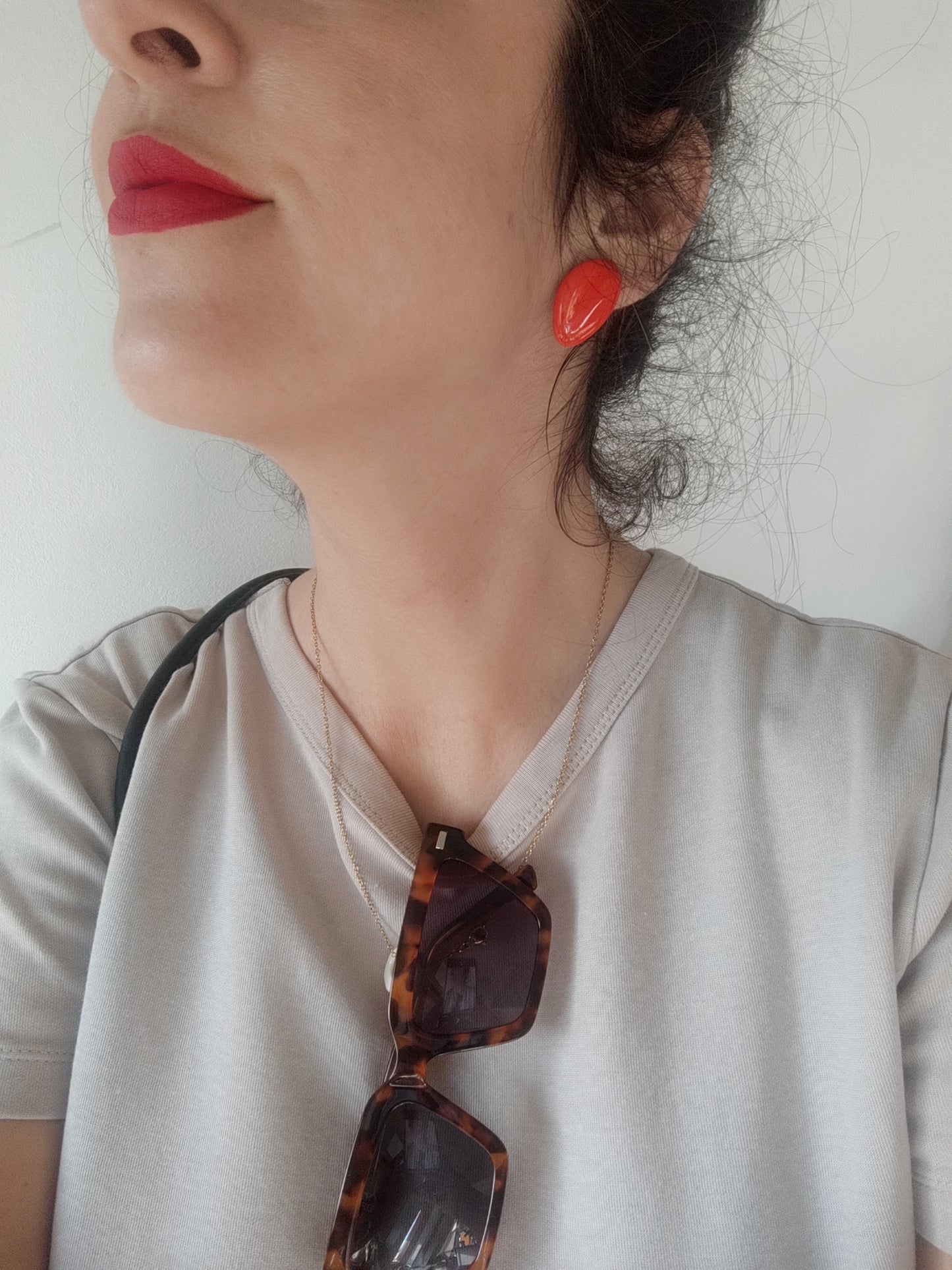 Pack pendientes MARIANA amapola y collar CUCA rojo amapola.