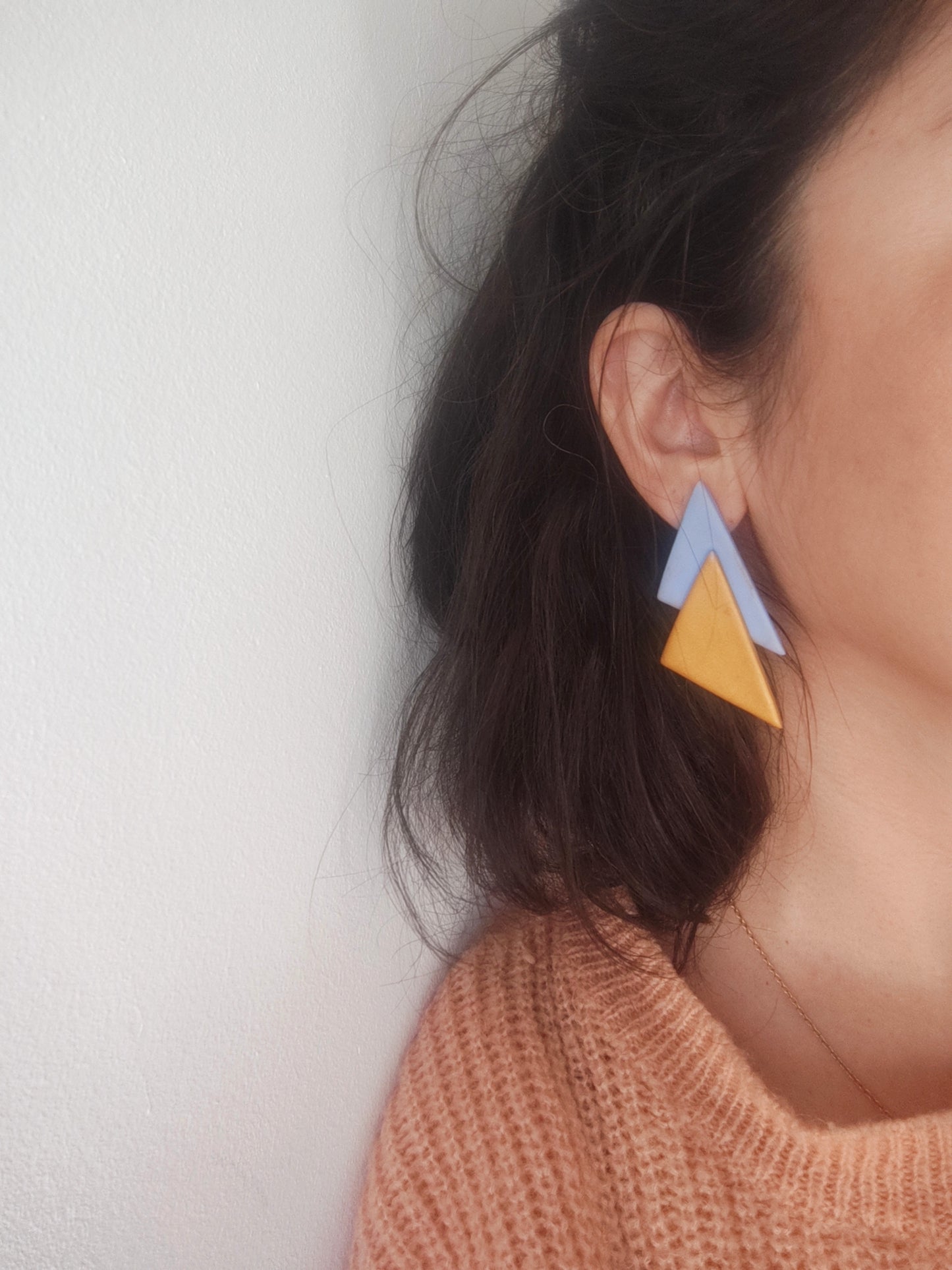 IVETTE maxi azul y ocre-dorado