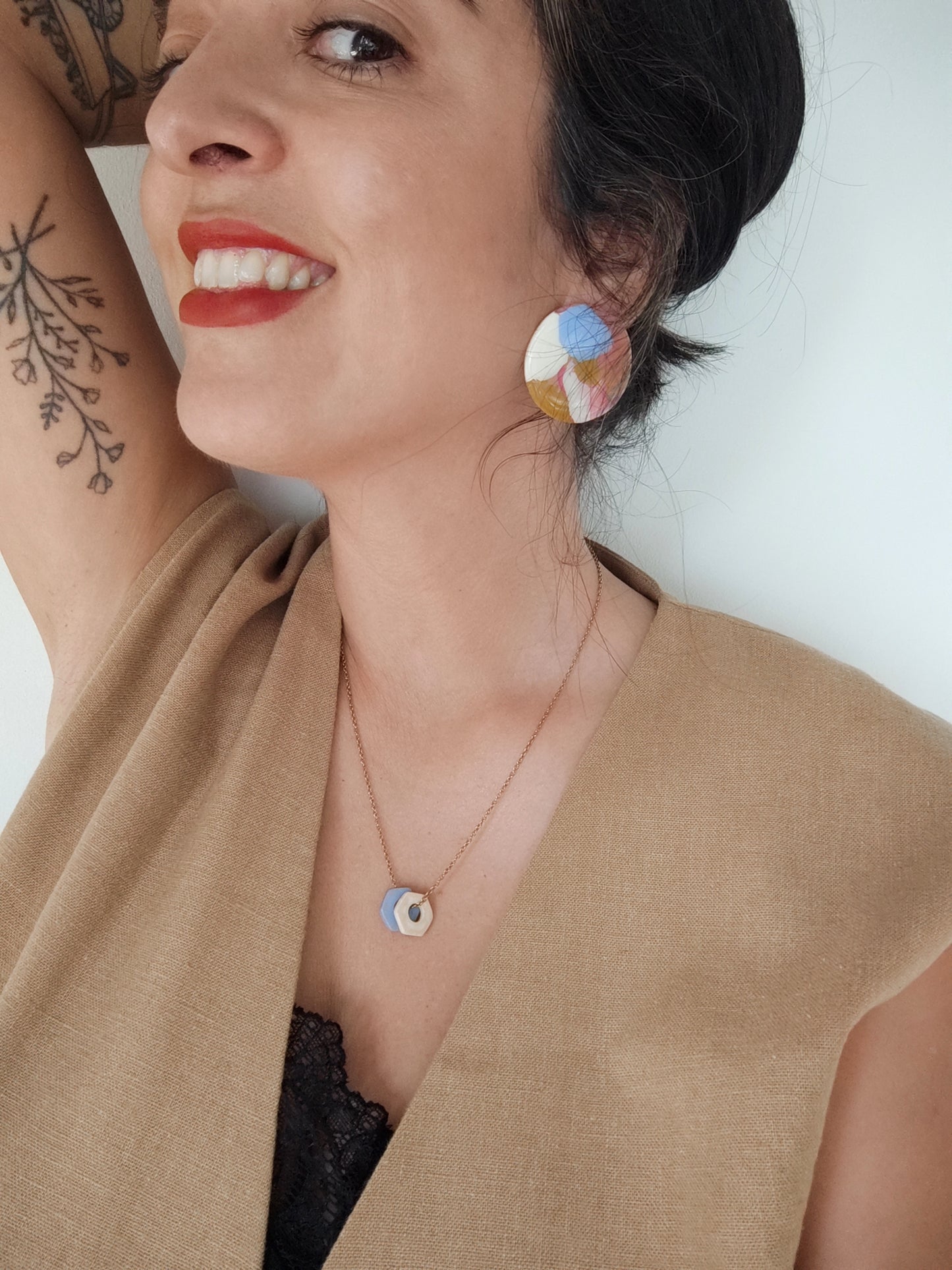NOAH maxi y Renata degradado crudo, ocre azul y fresa