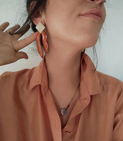 TIMOTEA maxi terracotta y beige esmaltado