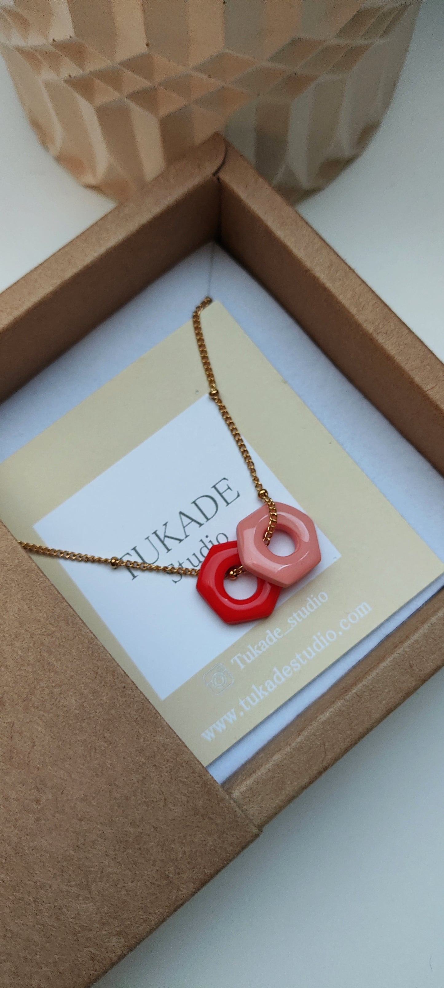 Collar GILDA rojo amapola y rosa