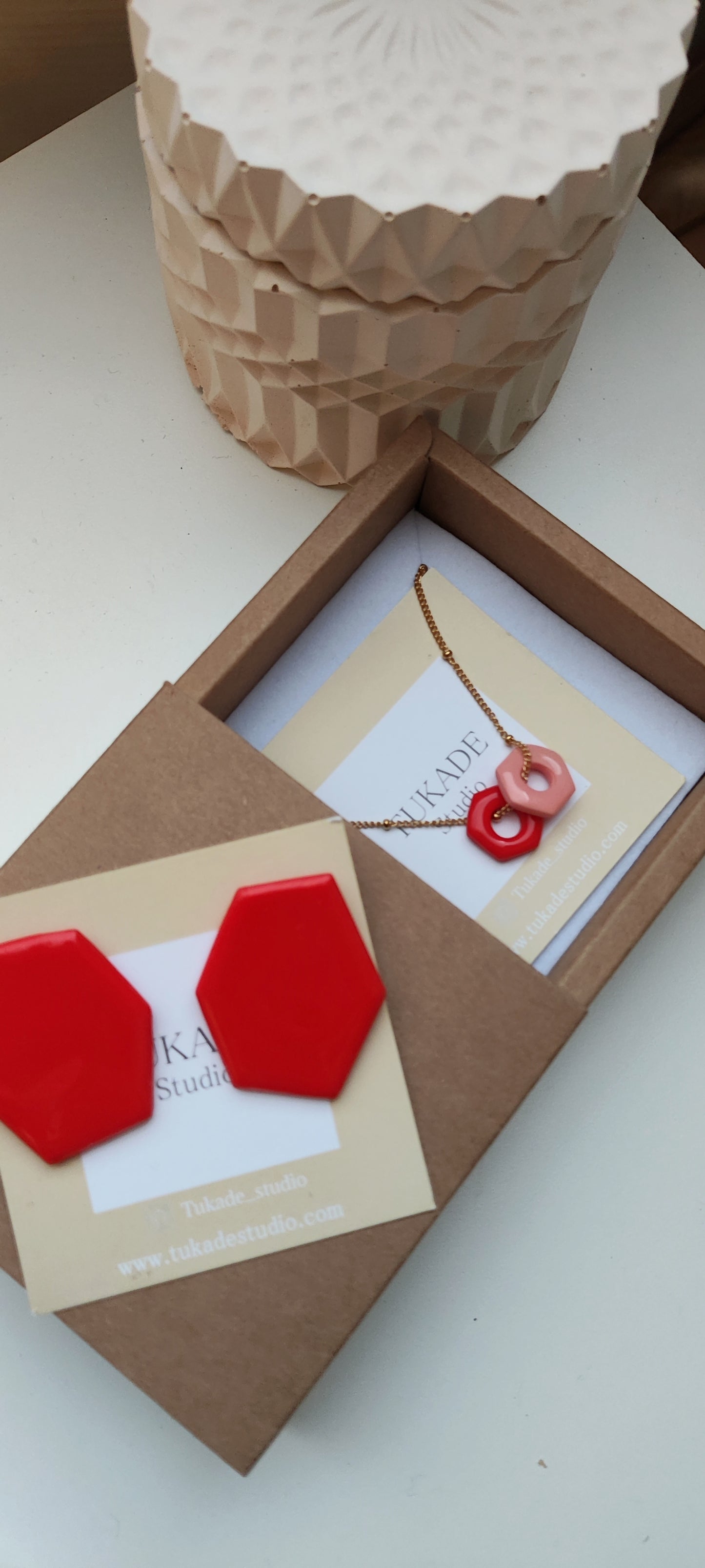 Collar GILDA rojo amapola y rosa