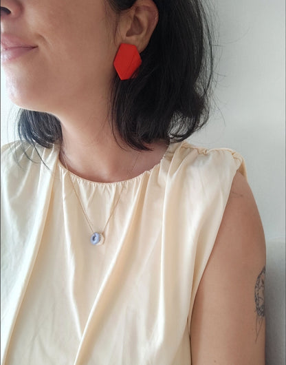 Pack pendientes ONNA amapola y collar GILDA rojo amapola y rosa