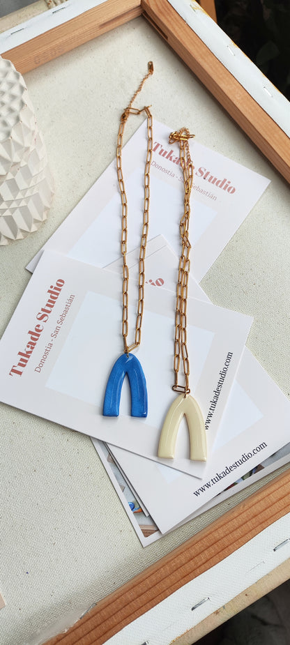 Collar SIMONA crudo y azul