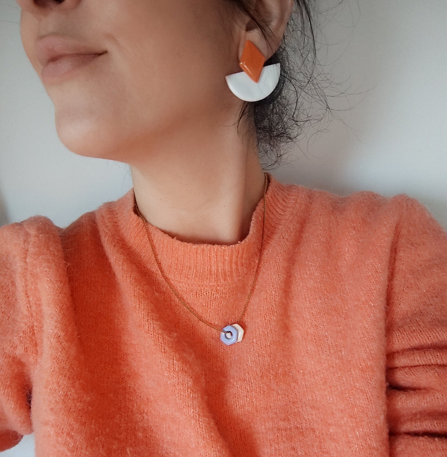 Pack pendientes DOROTEA perla y collar GILDA cobre y perla