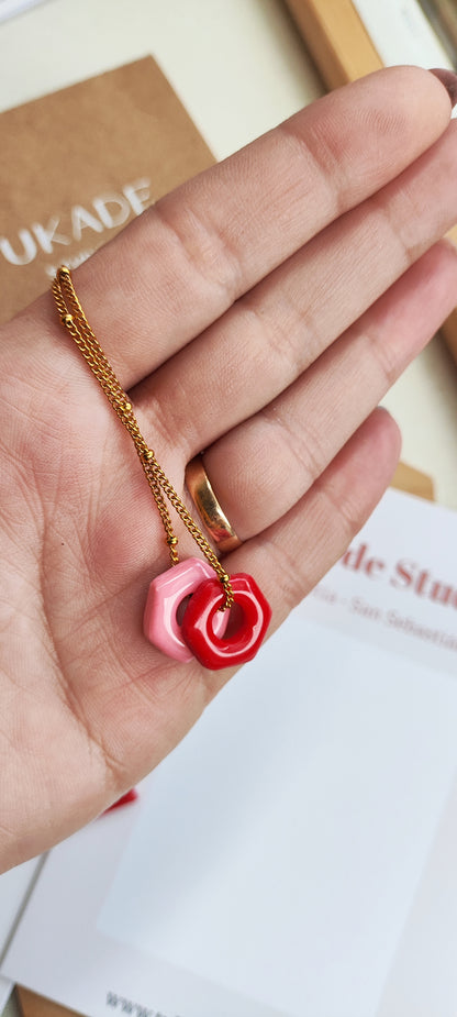Collar GILDA rojo ❤️ y rosa 🩷