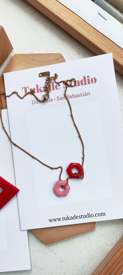 Collar GILDA rojo ❤️ y rosa 🩷
