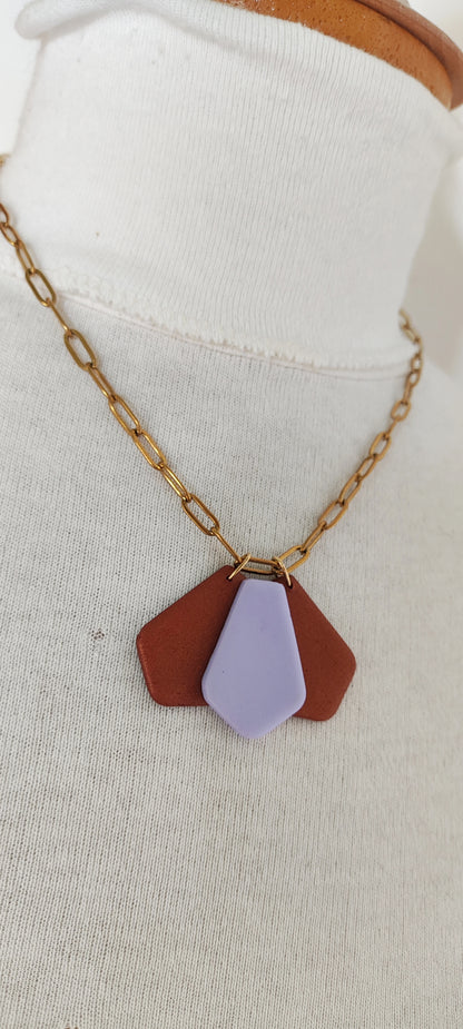 Collar gargantilla MATILDA chocolate y lila