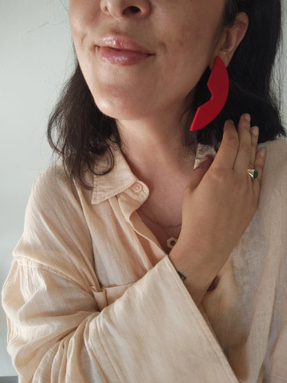 CARMELITA (3 pendientes) rojo o cobre y crudo.