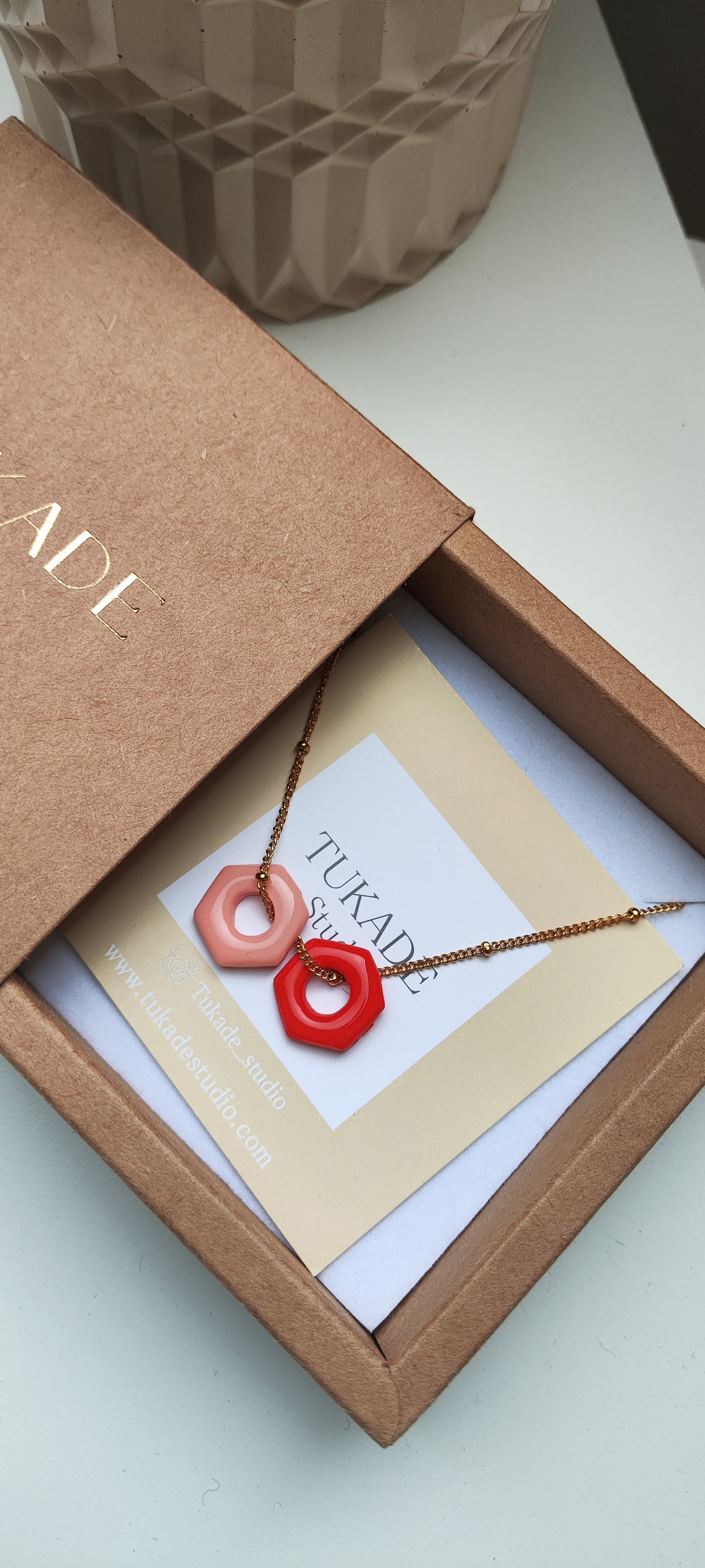 Collar GILDA rojo amapola y rosa