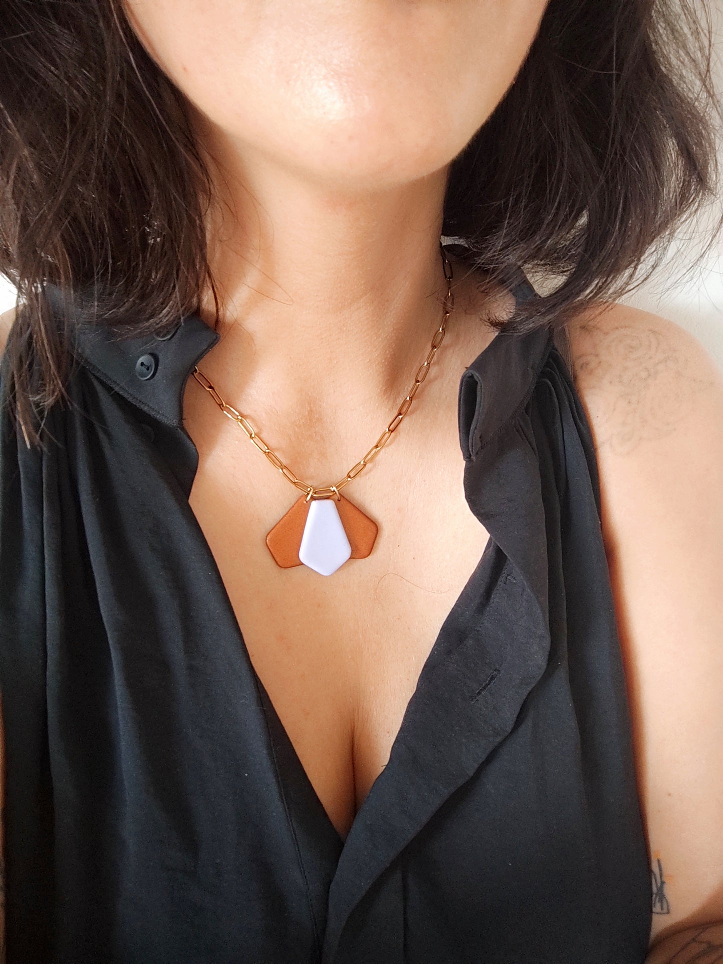 Collar gargantilla MATILDA chocolate y lila