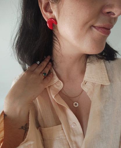 CARMELITA (3 pendientes) rojo o cobre y crudo.