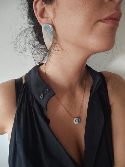 MACA simple cobre, crudo, azul, beige degradado.