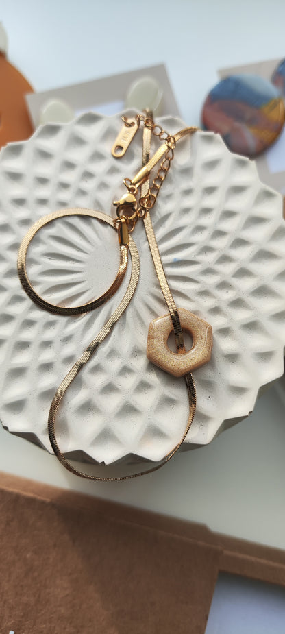 Collar gargantilla GILDA champán cadena espiga