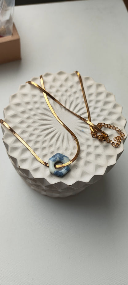 Collar gargantilla GILDA azul degradado cadena plana