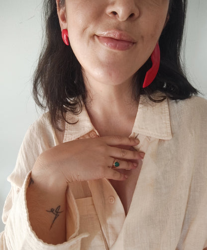 CARMELITA (3 pendientes) rojo o cobre y crudo.