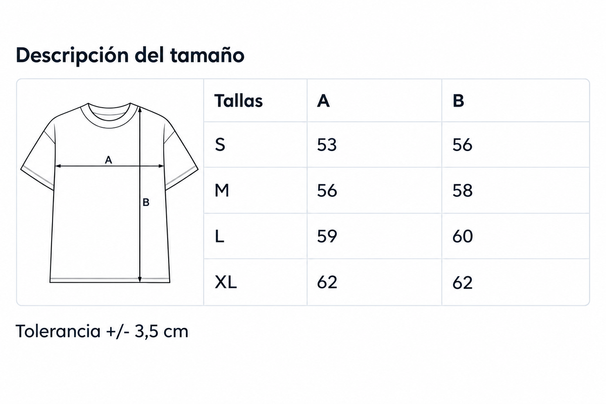 Tabla de medidas de Lupita con dibujo técnico